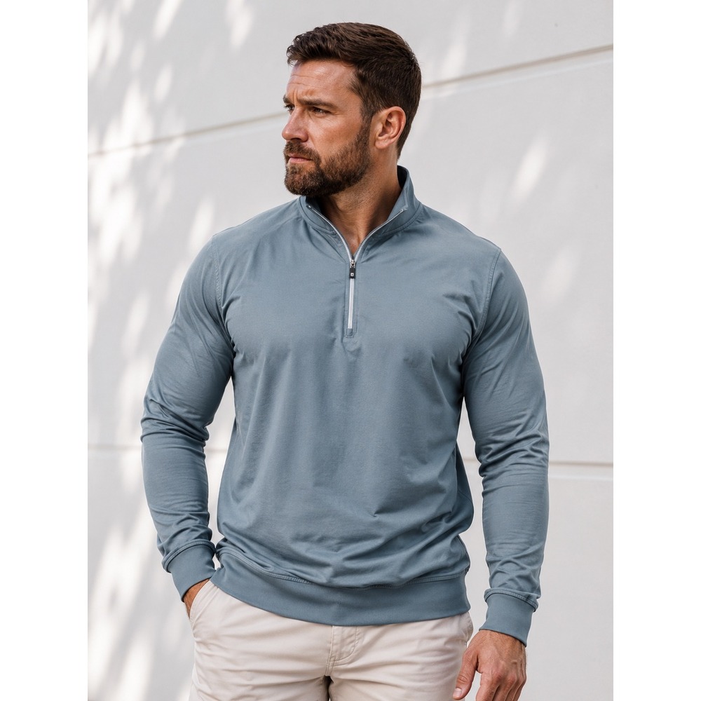 FootJoy Mens L Quarter Zip Pullover Slate Blue Performance Golf Sweater NWOT